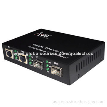 Media Converter with Two 10/100/1,000M UTP Ports and Two 1,000M SFP Sockets